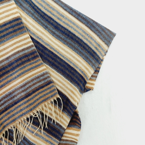 Boutique Tan Black Stripped Winter Cozy Fringe Soft Big Scarf Shawl  Z13 - Picture 4 of 6